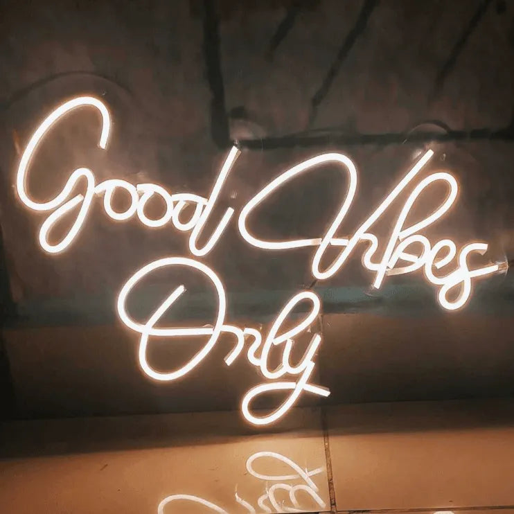 NEONWALE Handcrafted Good Vibes Only Neon Light Warm White - Neonwale