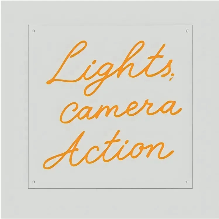 Lights, Camera, Action Neon Sign - Handcrafted Cursive LED Light for Home Decor - Neonwale