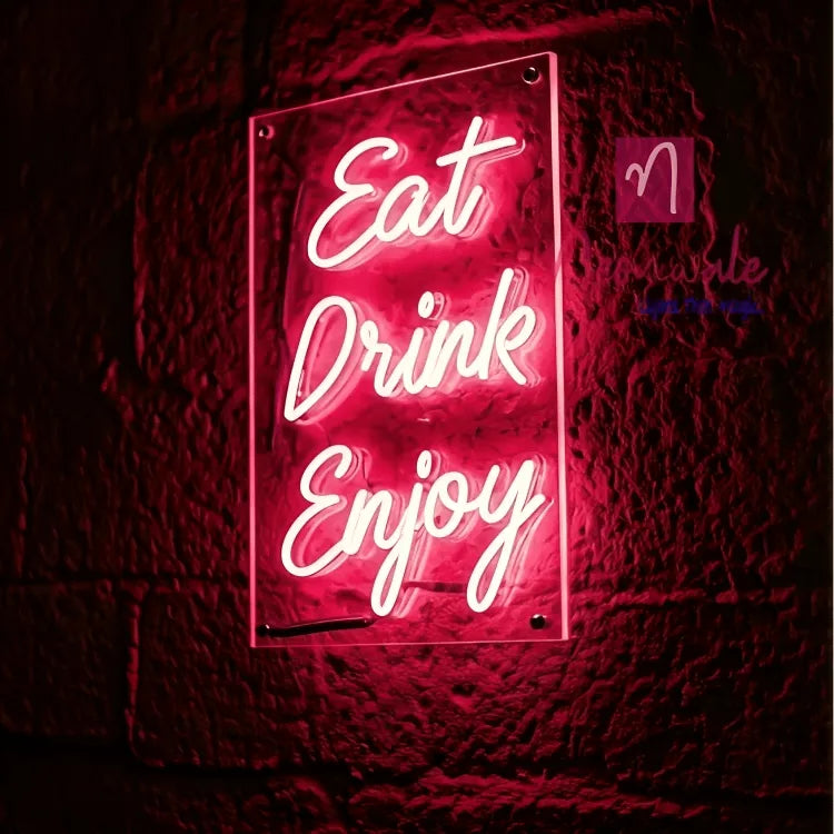 Eat, Drink Enjoy Neon Sign Light – Vibrant LED Wall Decor - Neonwale
