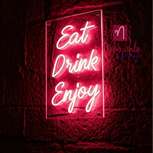 Eat, Drink Enjoy Neon Sign Light – Vibrant LED Wall Decor - Neonwale