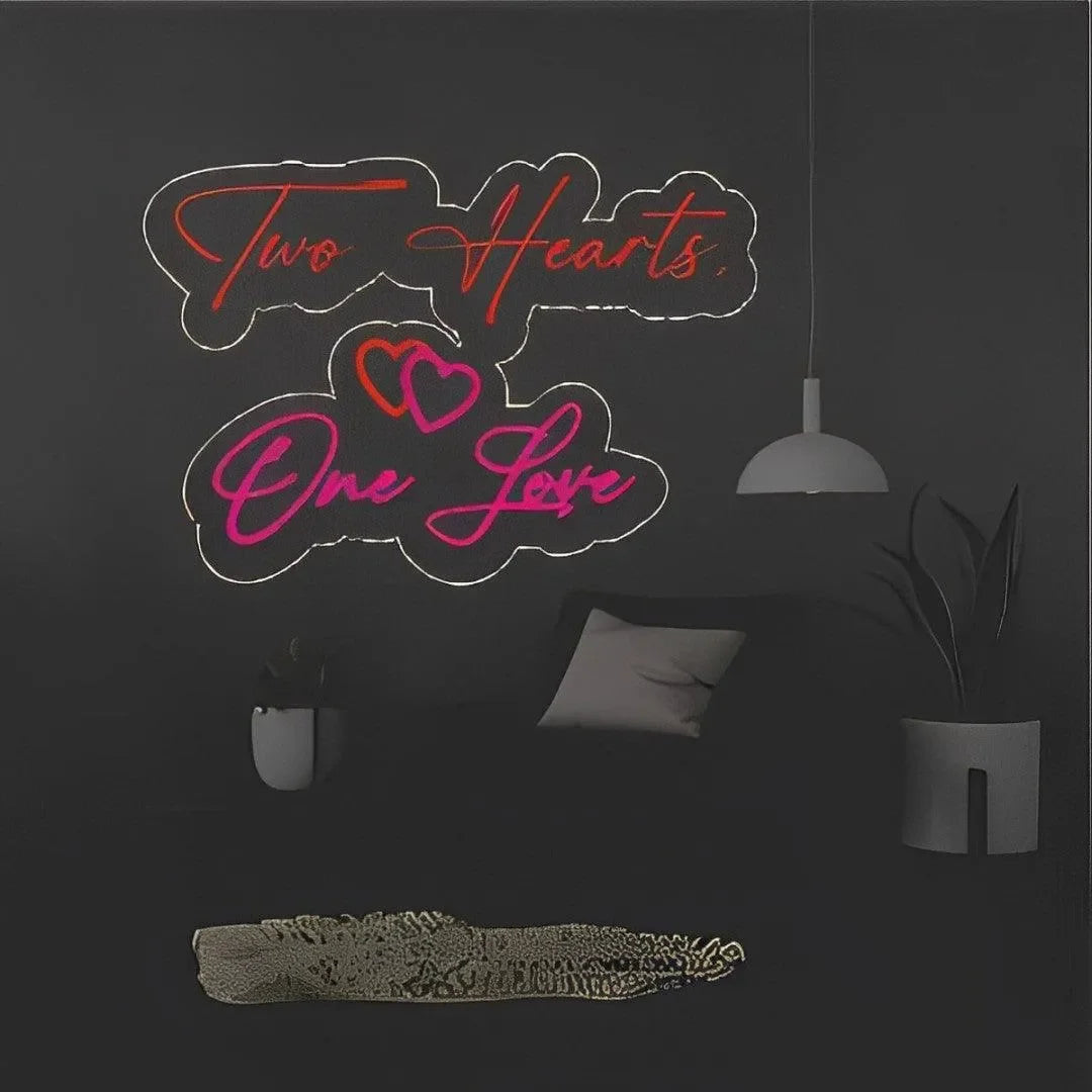 Two Hearts One Love Neon Sign – Perfect Wedding Neon Light - Neonwale