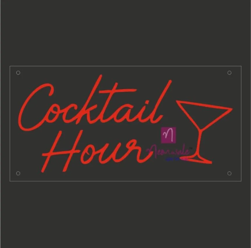 Cocktail Hour Neon Sign Light - Handcrafted LED Bar Decor - Neonwale