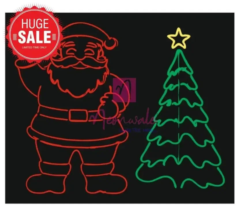 buy-santa-neon-sign-festive-christmas-decor-neonwale-india-36-30-inches-red-green-lights-590 - Neonwale