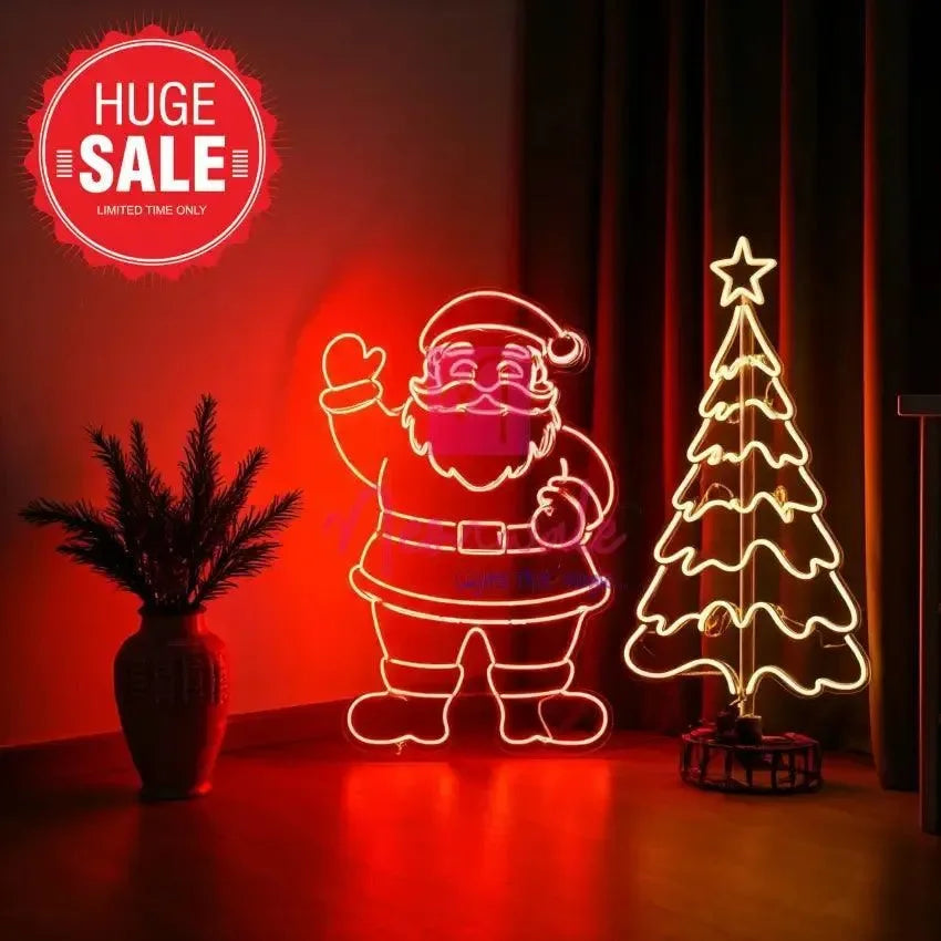 buy-santa-neon-sign-festive-christmas-decor-neonwale-india-36-30-inches-red-warm-white-lights-558 - Neonwale