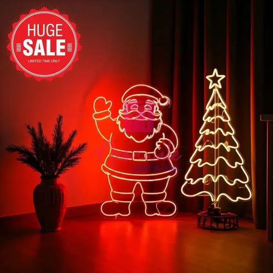 buy-santa-neon-sign-festive-christmas-decor-neonwale-india-36-30-inches-red-warm-white-lights-558 - Neonwale