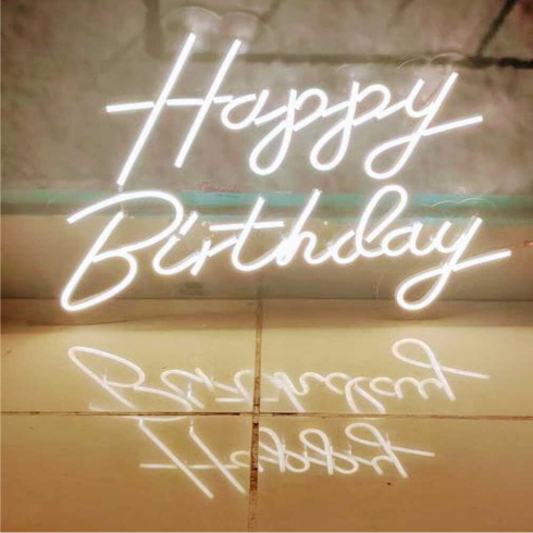 Warm White Happy Birthday Neon