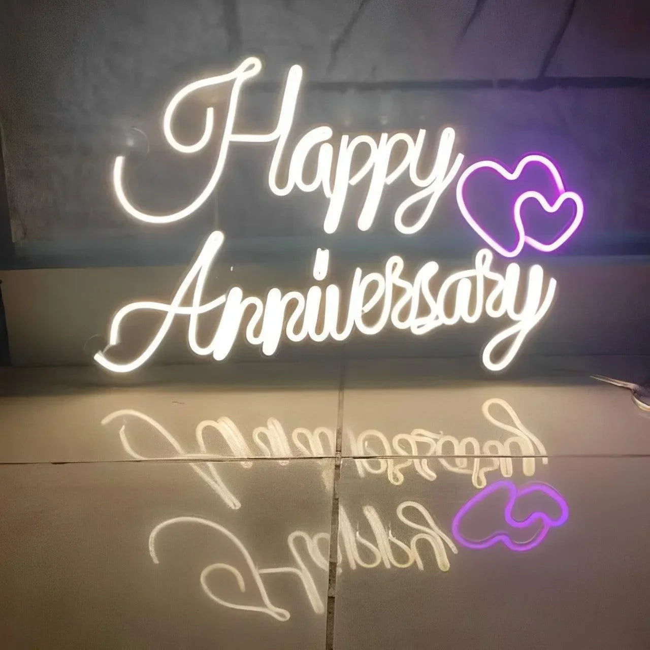NEONWALE Handcrafted Happy Anniversary Neon Sign - Neonwale 